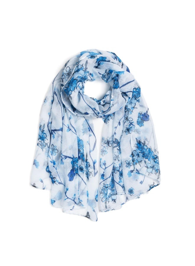 OSHIMA Lightweight Scarves, Floral Cotton Scarf, Fashion Scarf Wraps Shawls, Long Fashion Wraps for All Season Cotton and Linen Monochrome Turban, Fall Winter Fashion Shawl Wrap - Image 1